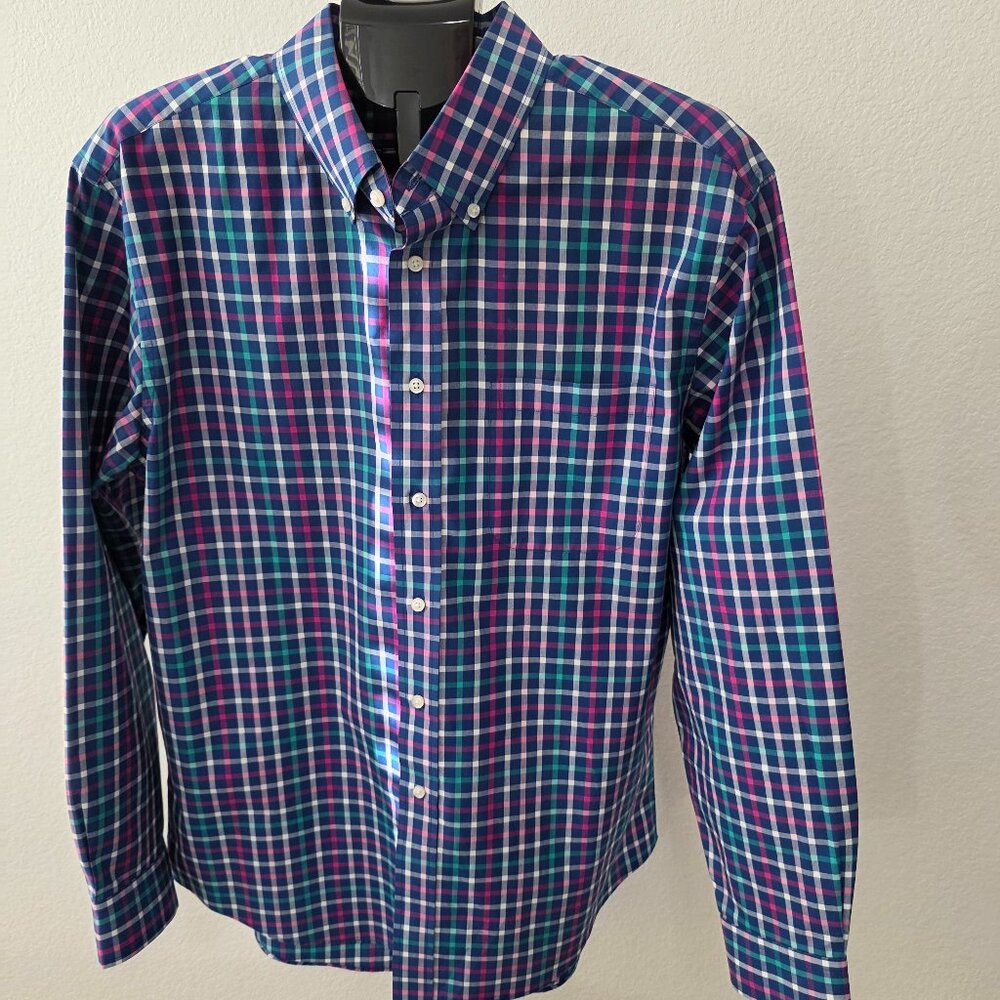 JOS. A BANKS MEN L TRAVELER'S COLECTION TAILORED FIT PLAID LONG SLEEVE SHIRT